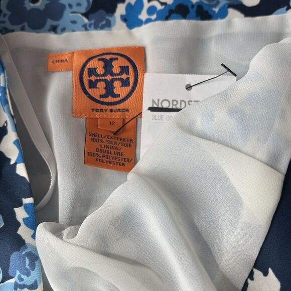 Tory Burch Blue Floral Silk Halter Neck Midi Dress $550 - Picture 7 of 7